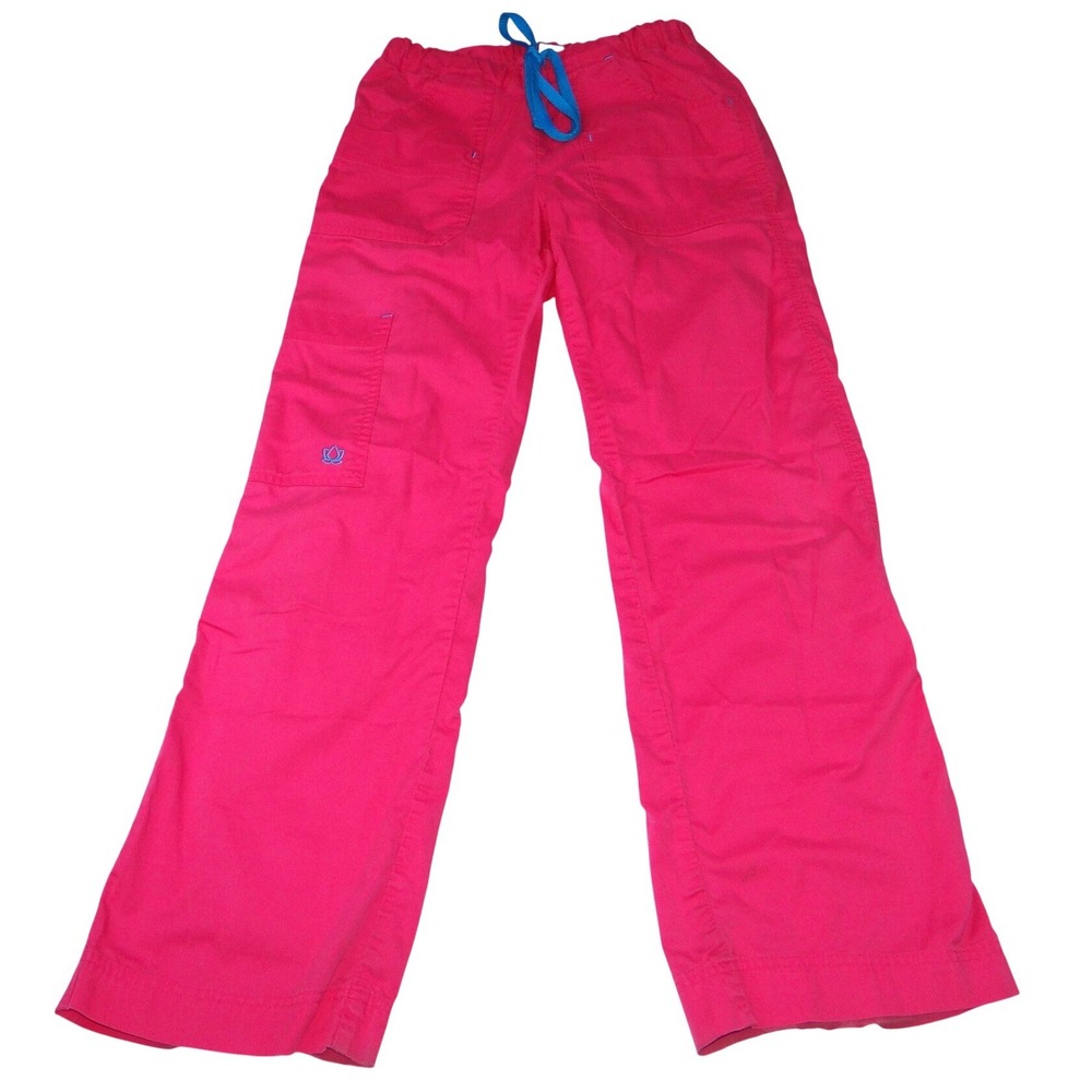 Hot Pink Scrub Pants Women's Cargo Pockets Drawstring‎ Waist